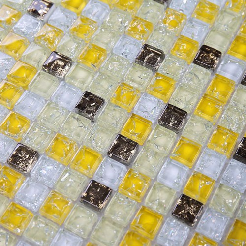 Yellow Golden Frosted  Resin Crystal Home Use Mosaic Tile 