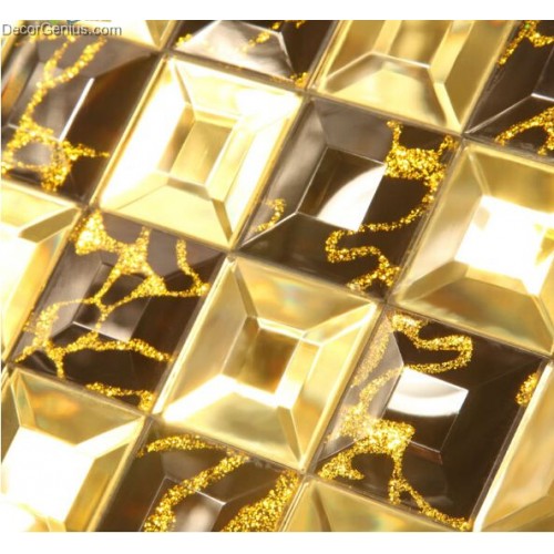 China Cheap Glass Tiles Gold Amber Affordable Crystal Mosaic Tiles Free Shipping