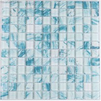 11 Sheets Sky Blue Color Glass Blend Navy Glass Mosaic Tiles Cheap Sink Floor Tile 