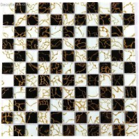 11 Sheets Gold Nailed Backsplash Tile Black and White Home Improvement Glass Mosaic Tiles 
