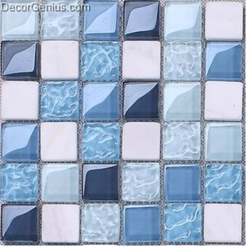 Classic Popular Ice Cracked Flower Blue KTV Front Desk Countertop Mosaic Tile Bathroom Swimming Pool Tiles