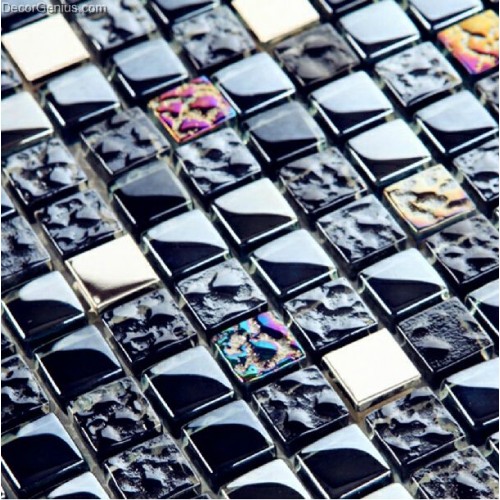 Galvanized Navy Blue Metal Mosaic Wall Tiles Fireplace Toilet Building Materials 