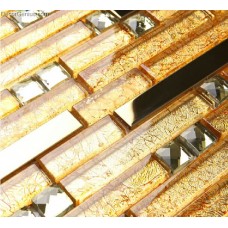Gold Metal Mosaic Wall Aluminum Tiles for Sink Kitchen Backsplash DGMM003 