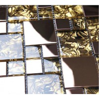 Amber Stainless Steel Glass Mosaic Backsplash Tiles