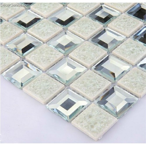 Silver Diamond Glass Mosaic Tile mixed Ceramic Mosaic Tiles Home Decoration 