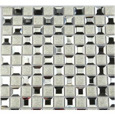 Silver Diamond Glass Mosaic Tile mixed Ceramic Mosaic Tiles Home Decoration 