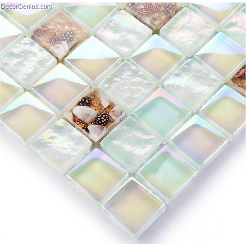 Sea Glass Mosaic Kitchen Wall Tile, Sea Glass Tile