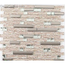 DecorGenius Veins Texture Glass Mosaic Tiles Mixed Silver Metel High Quality Cheap Mosaic Tile 