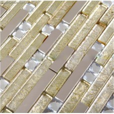DGWH014 Light Yellow Diamond Metal Wall Mosaic Decor Tiles Cheap Wholesale Free Shipping Mosaic Tile
