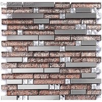 Stainless Steel Floor Tile Blend with Mosaic Glass Mirror Chip Tiles Home Decoration
