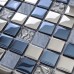 Blue Silver Wall Tile Blend Metal and Glass Stainless Steel Mosaic Floor Backsplash Kitchen Tiles