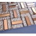 Gold Square Mixed Strip Glass Floor Tile Home Decoration Stainless Steel Crystal Wall Mosaic Tiles