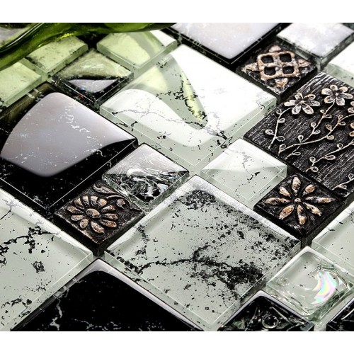 DecorGenius Popular Resin Blend Mosaic 3D Glass Mirror Countertop TV Background Mosaic Tile