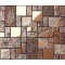 Stainless Steel Blend Ceramic Chip Mosaic Glass Tile Wooden Color Natural Tune