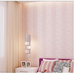 Wedding Wallpaper Pink Flower Stripe 3D Design Home Improvement Wallcover
