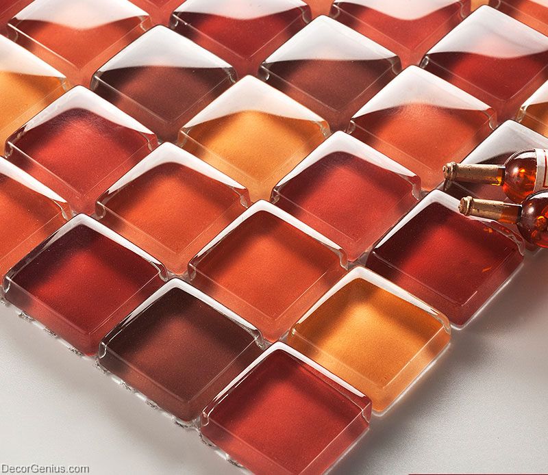 DecorGenius Red Pink Blend Mirror Decorative Mosaic Tiles Sheet Classic Antique Bathroom Tile ...